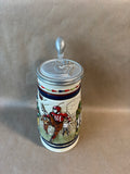 Avon Style 1983 Handmade Brazil Ceramic Football Beer Stein w/ Metal Lid