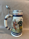 Avon Style 1983 Handmade Brazil Ceramic Football Beer Stein w/ Metal Lid