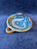 Studio Art Blue/Brown Pottery Spoon Rest;Signed