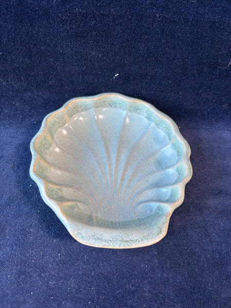 Sea-shell Shaped Pottery Trinket Dish; Signed