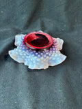 Fenton Style Raspberry Opalescent Red Ruffled Glass Bon Bon Dish