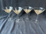 Set Of 4 Gold And Silver Toned Confetti Speckles Martini Glasses