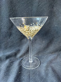 Set Of 4 Gold And Silver Toned Confetti Speckles Martini Glasses