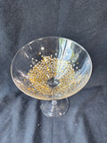 Set Of 4 Gold And Silver Toned Confetti Speckles Martini Glasses