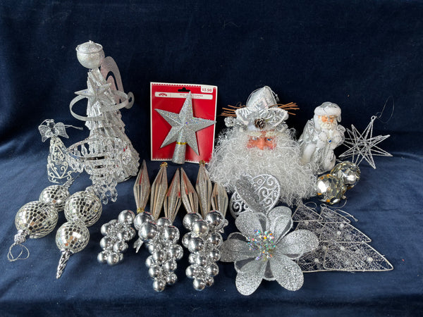 Silver Toned Christmas Ornament Lot