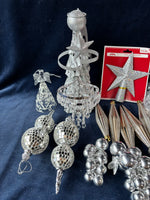 Silver Toned Christmas Ornament Lot