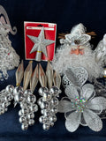 Silver Toned Christmas Ornament Lot