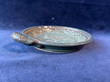 Embossed Pottery Dish With Handle