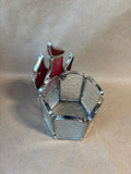 Stained Glass Cardinal And Holly Tea Light Candle Holder