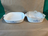 Corning Ware Blue Cornflower Casserole Dish Lot (2)