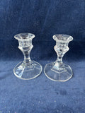 Pair Of Glass Pillar Candle Holders