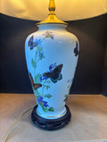 Chinoiserie-Style Porcelain Ginger Jar Table Lamp WORKS *Read Description*