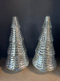 Pair Of Mercury Style Glass Christmas Tree Tabletop Decor *Read Description*