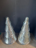 Pair Of Mercury Style Glass Christmas Tree Tabletop Decor *Read Description*