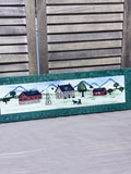 Pair of Folk Art Stenciled Farm Town Panels