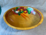 Folk Art Hand-Painted Wooden Bowl & Spoon Set