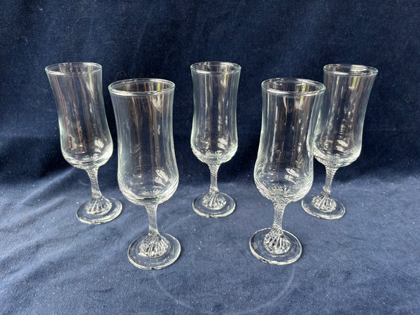 Set Of 5 Twisted Stem Champagne Flutes