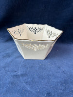 Lenox Shelburne Small Bowl Hexagon Pierced Heart Floral Dish