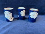 Set Of 3 Floral Sake Cups