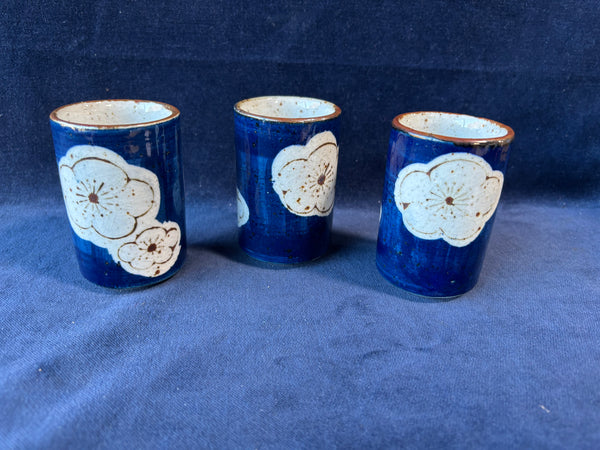 Set Of 3 Floral Sake Cups