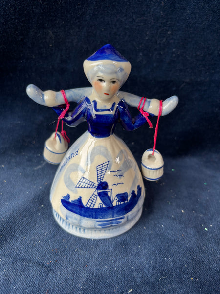 Delft Blue Porcelain Hand Painted Milk Maid Dutch Girl