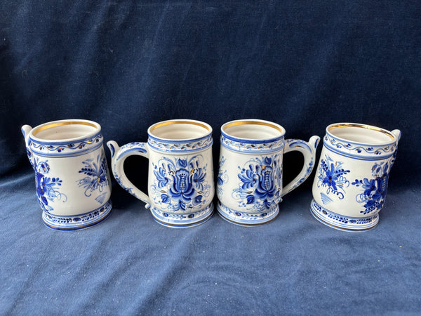 Set Of 4 Russian Gzhel Mugs