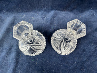 Pair Of Crystal Candlesticks Crystal Frosted Clear Leaf Pattern
