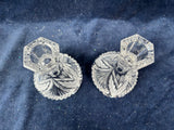Pair Of Crystal Candlesticks Crystal Frosted Clear Leaf Pattern
