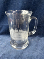 Set Of 7 Etched Glass Tankard Stein Mug Clipper Schooner Ship