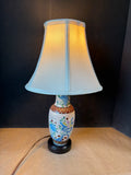 Asian-Style Porcelain Table Lamp with Floral & Bird Design