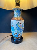 Asian-Style Porcelain Table Lamp with Floral & Bird Design