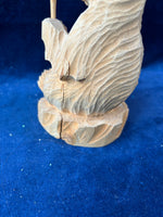 Hand Carved Folk Art Wooden Bear With Spoon