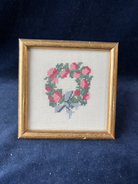 Mini Embroidered Wreath Framed Art