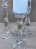 Heavy Glass Candle Holders (3)