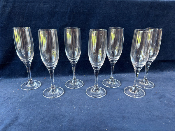 Set Of 7 Walther Glass Champagne Flutes