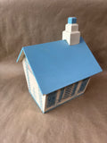Blue & Cream Decorative Wooden Birdhouse with Faux Bird *Read Description*