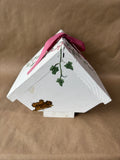 Pink And White Wooden Bird House Handcrafted By The Williamsburg Pottery Factory