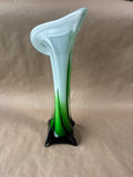 Murano Style Vase Decorative Green White Glass Crystal Calla Lily