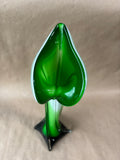 Murano Style Vase Decorative Green White Glass Crystal Calla Lily