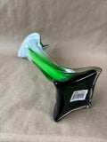Murano Style Vase Decorative Green White Glass Crystal Calla Lily