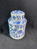 Blue Floral Ginger Jar with Lid