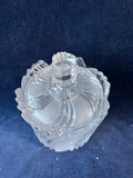 Frosted & Clear Pressed Glass Covered Candy Dish