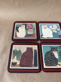 Set Of 6 Pimpernel Cat Coasters Cork Back