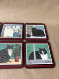 Set Of 6 Pimpernel Cat Coasters Cork Back
