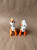 Pair Of Ceramic Orange And White Cat/Dog Salt And Pepper Shakers