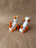 Pair Of Ceramic Orange And White Cat/Dog Salt And Pepper Shakers