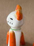 Pair Of Ceramic Orange And White Cat/Dog Salt And Pepper Shakers