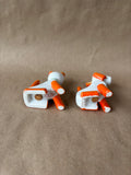 Pair Of Ceramic Orange And White Cat/Dog Salt And Pepper Shakers