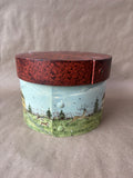 Shaker-Style Wooden Decorative Canister with Country Village Scene