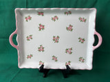 Sweet Pink Rose Double Handled Porcelain Tray Andrea By Sadek